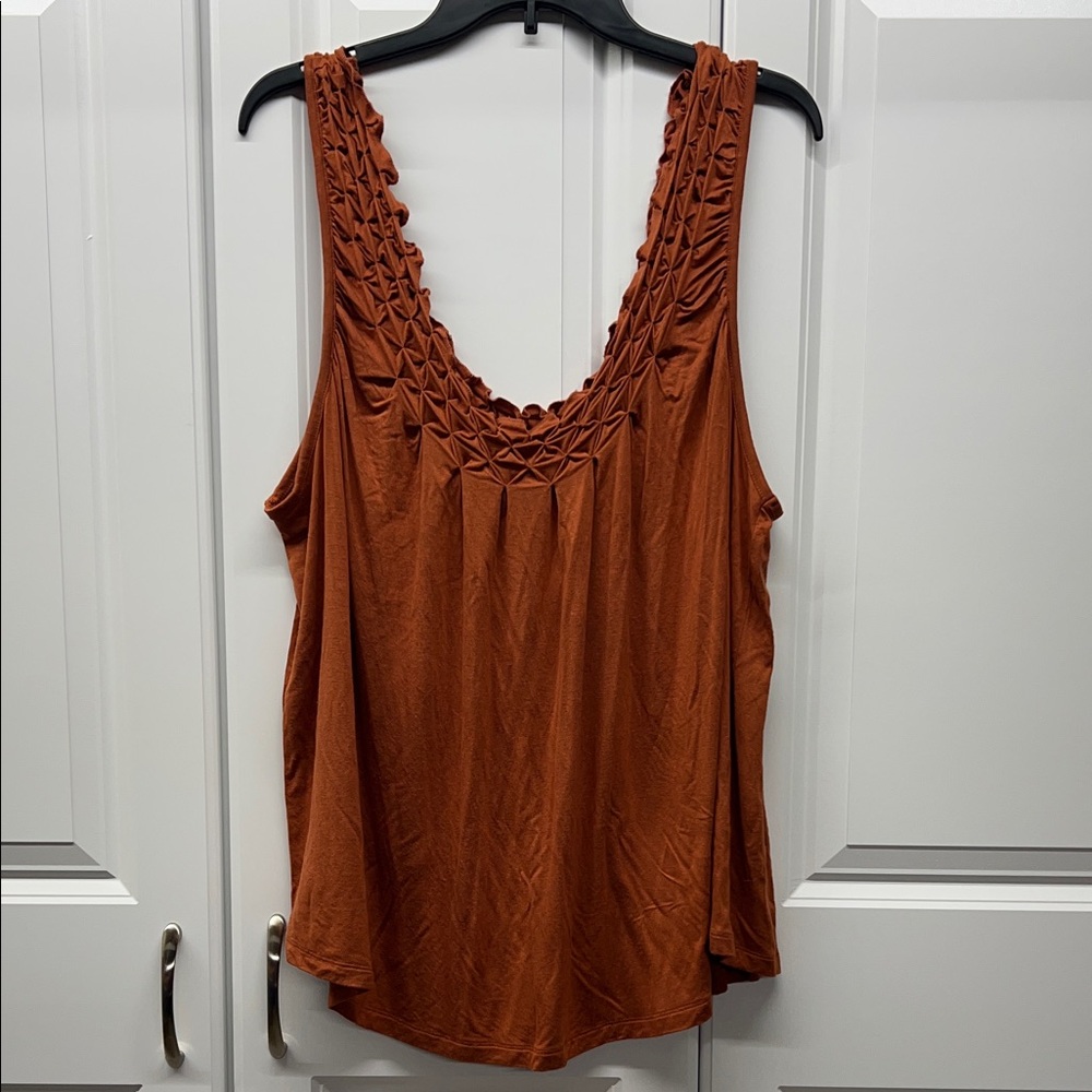 Maurices Plus Size 2X Ruched Burnt Orange Tank Top
